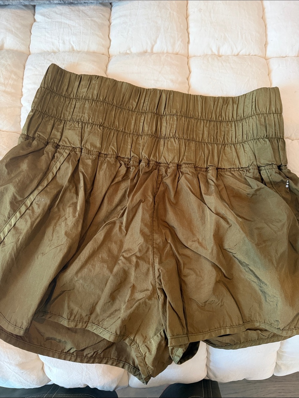 FP Movement by Free People Olive High Smocked Waist Athletic Shorts